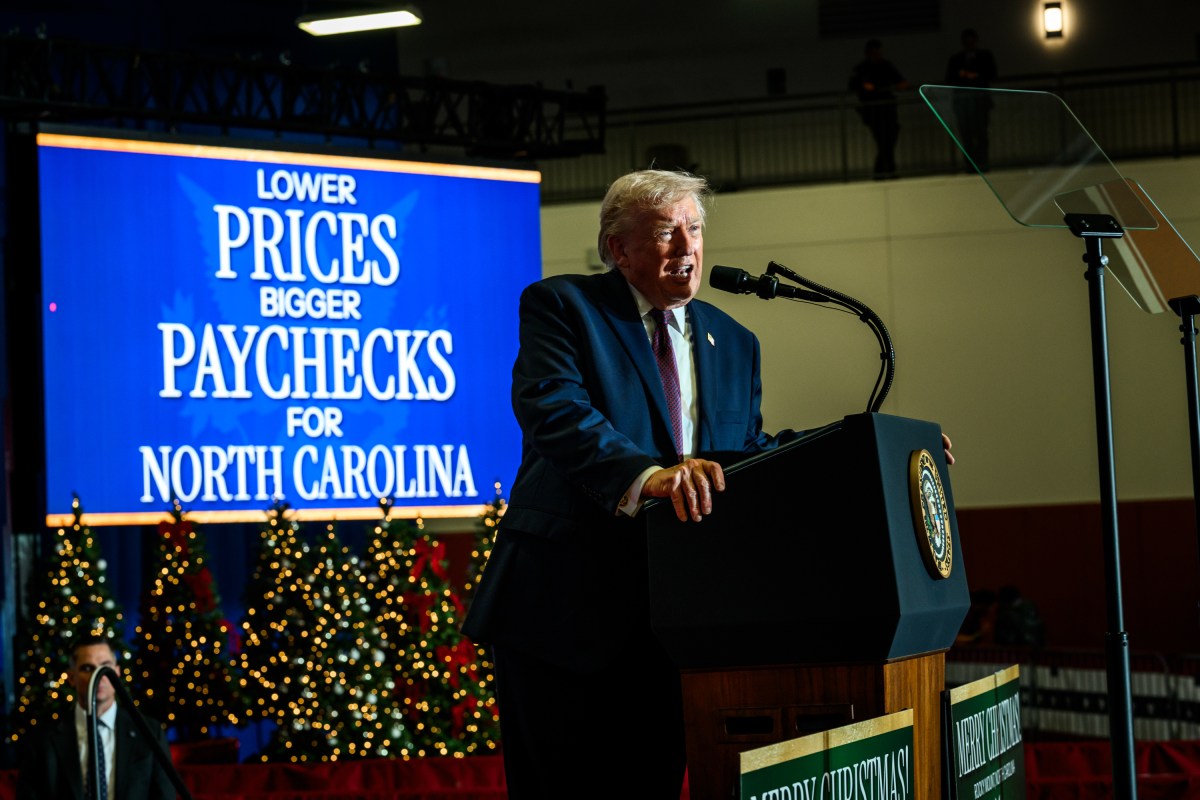 President Donald Trump delivers remarks on the economy at the Rocky Mount Event Center in Rocky Mount, North Carolina on Friday, December 19, 2025. (Official White House Photo by Daniel Torok)