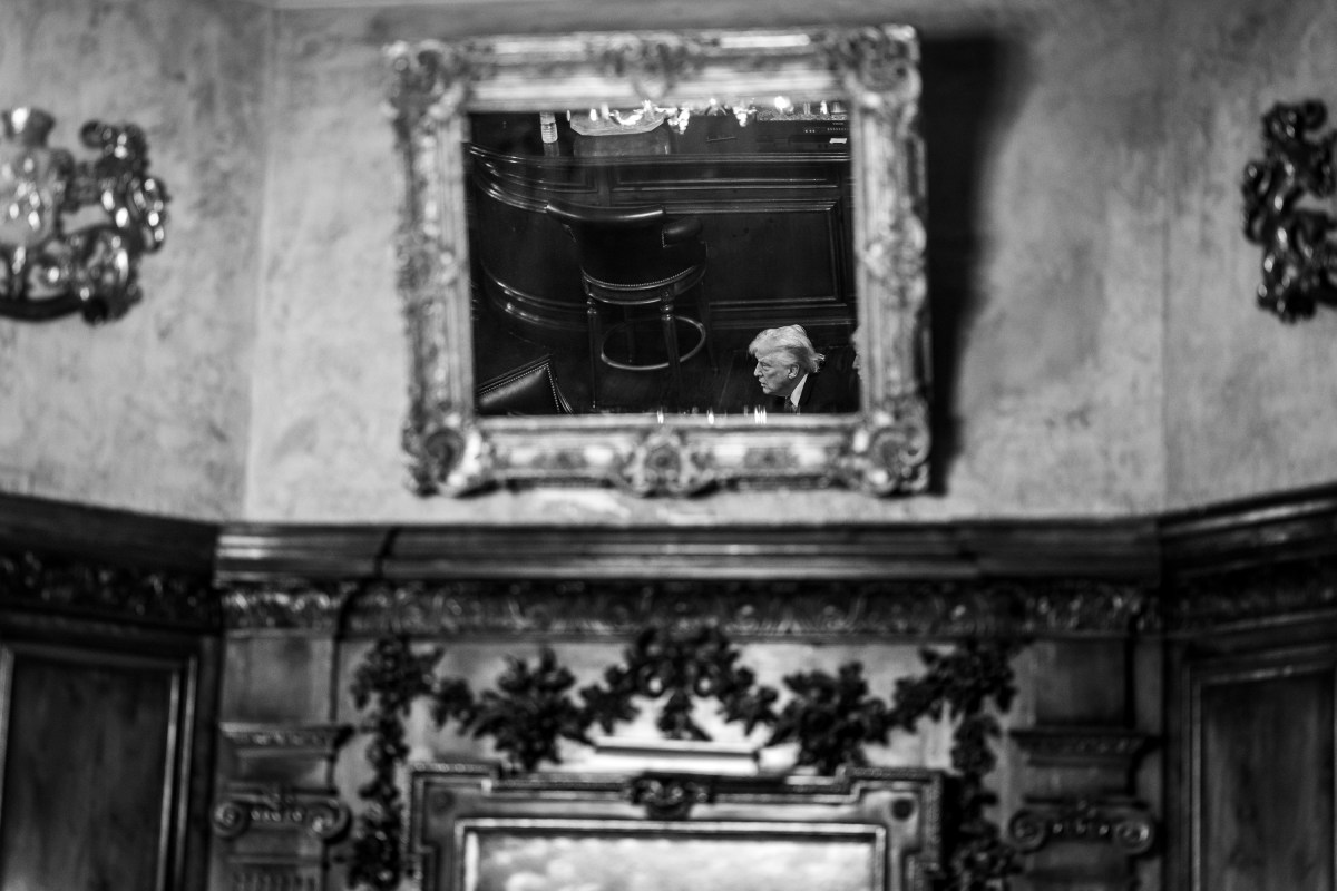 President Donald Trump, joined by Secretary of War Pete Hegseth, Secretary of State Marco Rubio, and Secretary of the Navy John Phelan, prepares to announce plans for a “Golden Fleet” of new U.S. Navy battleships, Monday, December 22, 2025, at the Mar-a-Lago Club in Palm Beach, Florida. (Official White House Photo by Daniel Torok)