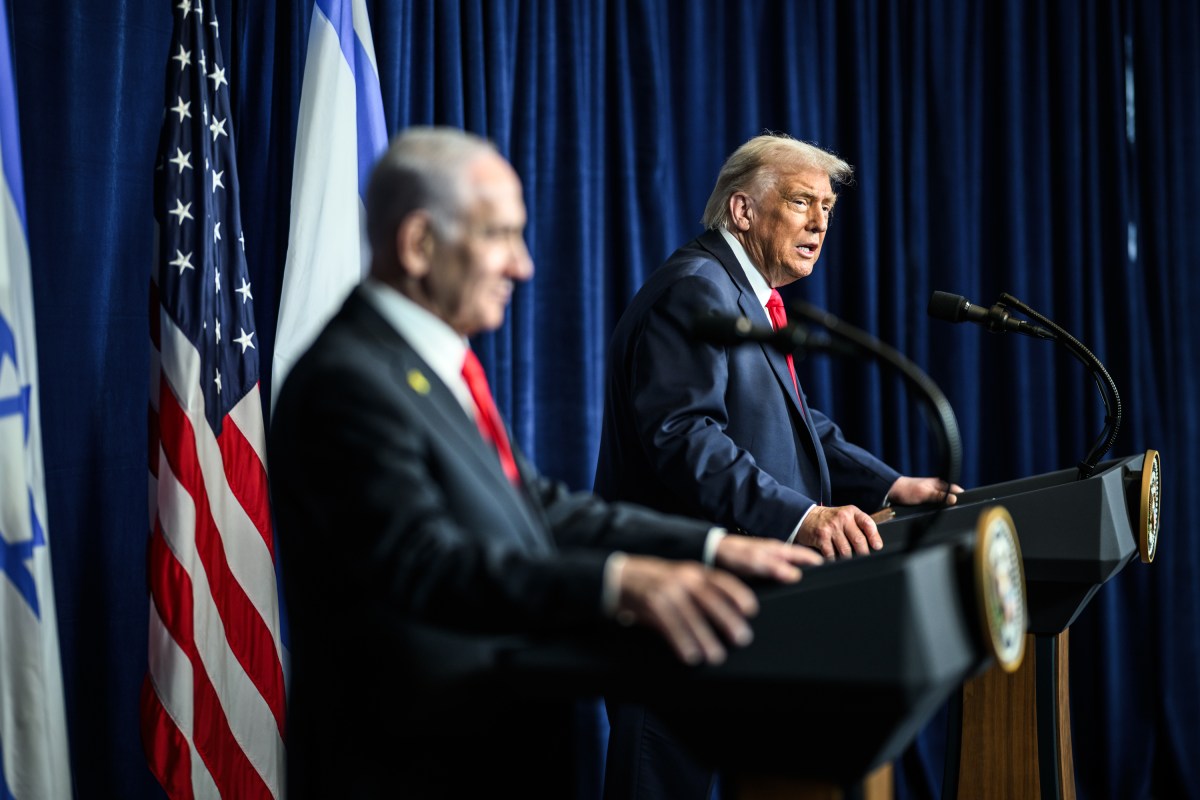 President Donald Trump participates in a bilateral press conference with Israeli Prime Minister Benjamin Netanyahu, Monday, December 29, 2025, at the Mar-a-Lago Club in Palm Beach, Florida. (Official White House Photo by Daniel Torok)