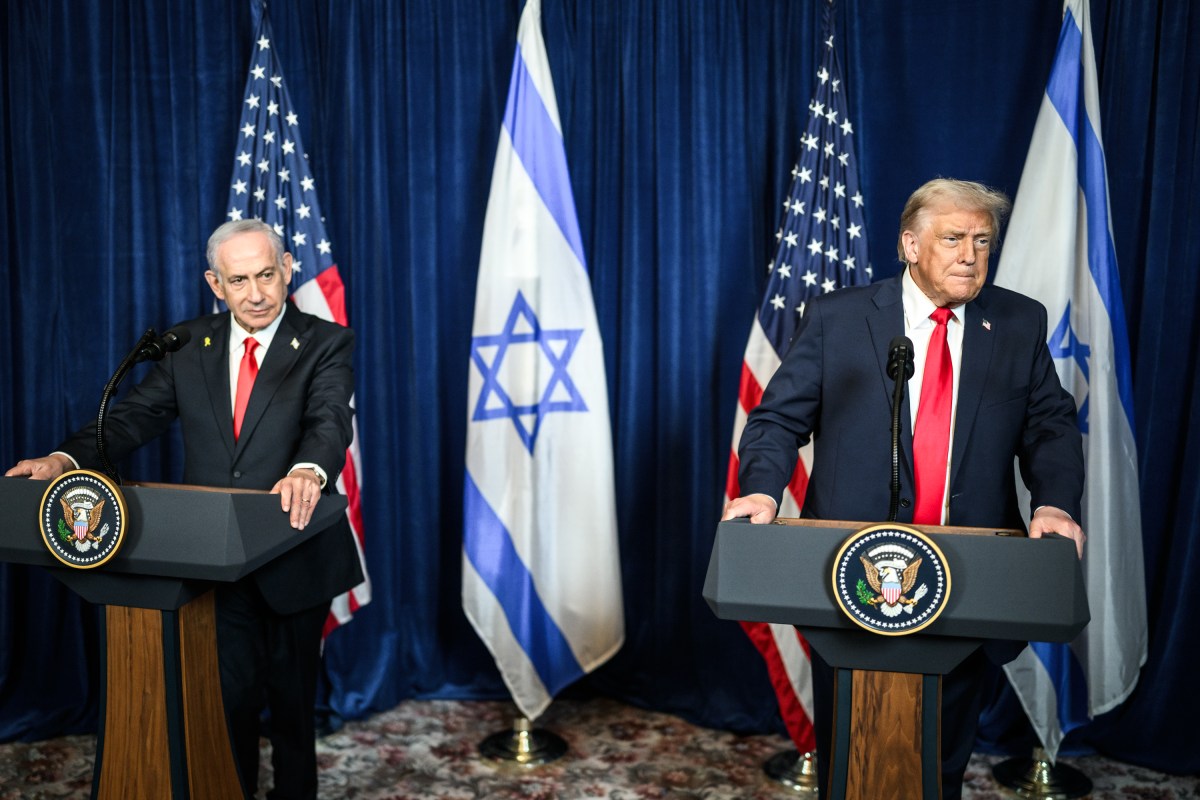 President Donald Trump participates in a bilateral press conference with Israeli Prime Minister Benjamin Netanyahu, Monday, December 29, 2025, at the Mar-a-Lago Club in Palm Beach, Florida. (Official White House Photo by Daniel Torok)