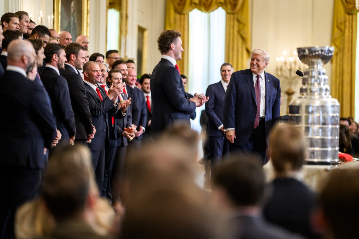 President Donald Trump and members of the 2025 Stanley Cup champion Florida Panthers, Thursday, January 15, 2026, on the West Colonnade of the White House. (Official White House Photo by Daniel Torok)