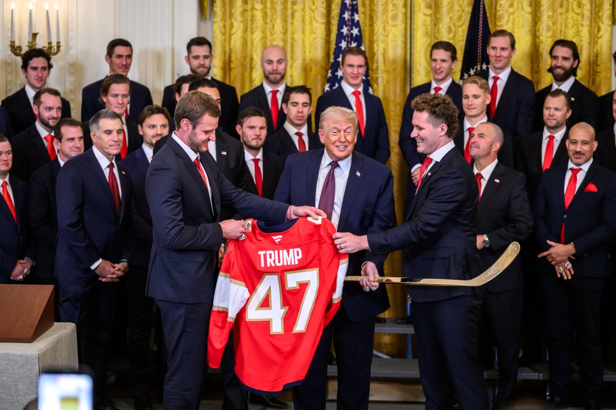 President Donald Trump delivers remarks at an event honoring the 2025 Stanley Cup champion Florida Panthers, Thursday, January 15, 2026, in the East Room of the White House. (Official White House Photo by Molly Riley)