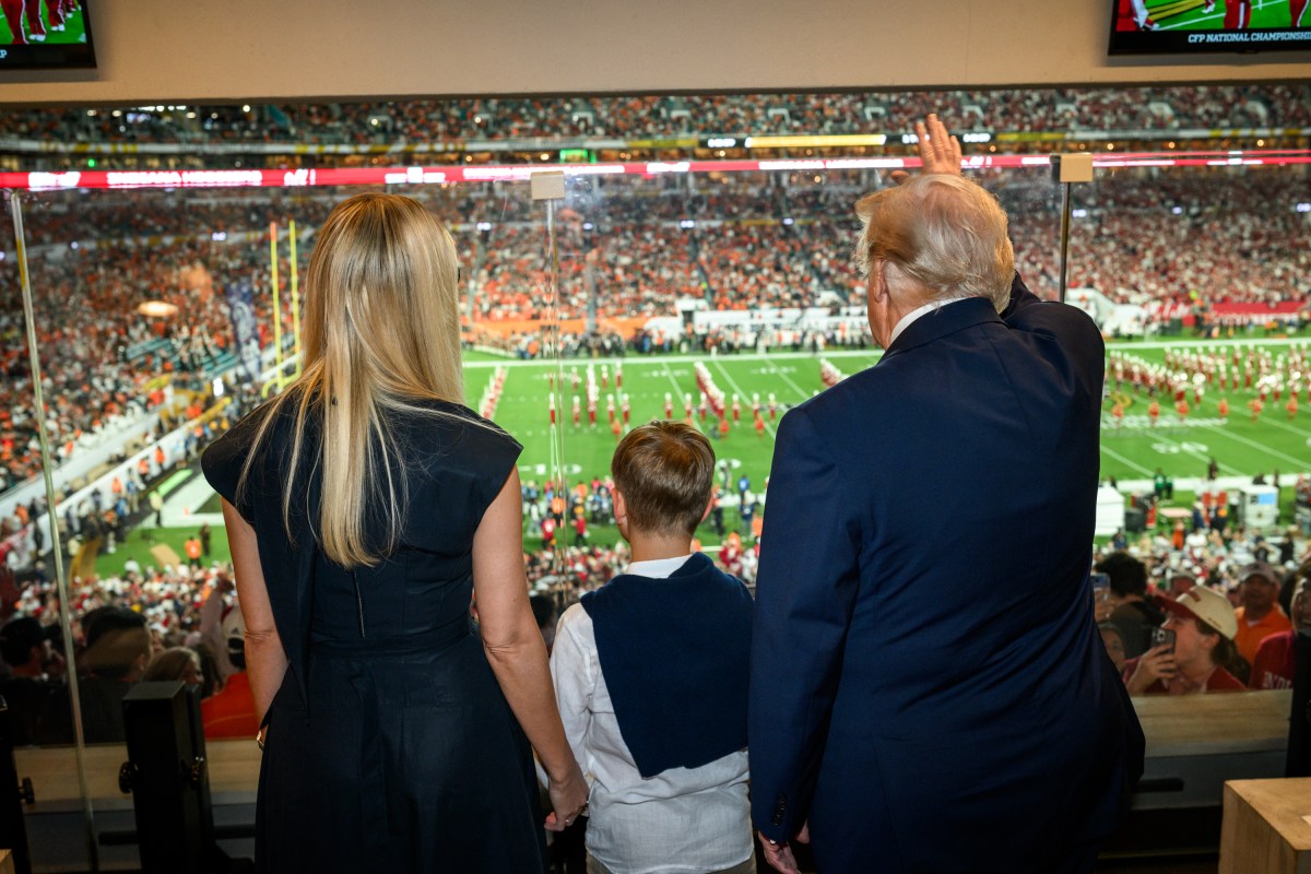 President Donald Trump attends the College Football National Championship game between the Miami Hurricanes and the Indiana Hoosiers, Monday, January 19, 2026, at the Hard Rock Stadium in Miami Gardens, Florida. (Official White House Photo by Daniel Torok)