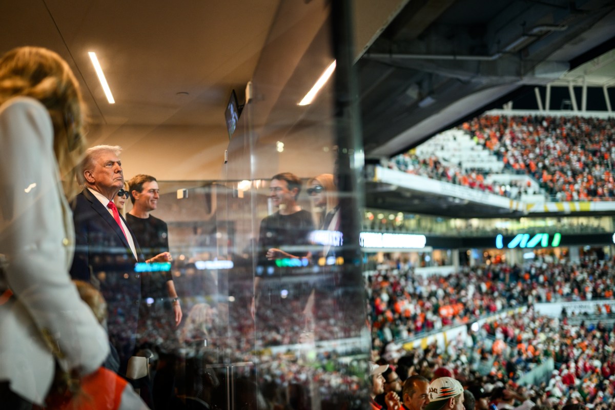President Donald Trump attends the College Football National Championship game between the Miami Hurricanes and the Indiana Hoosiers, Monday, January 19, 2026, at the Hard Rock Stadium in Miami Gardens, Florida. (Official White House Photo by Daniel Torok)
