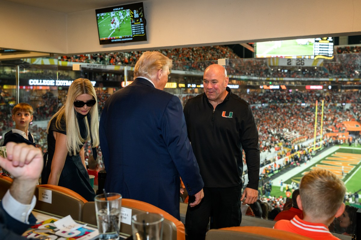 President Donald Trump attends the College Football National Championship game between the Miami Hurricanes and the Indiana Hoosiers, Monday, January 19, 2026, at the Hard Rock Stadium in Miami Gardens, Florida. (Official White House Photo by Daniel Torok)