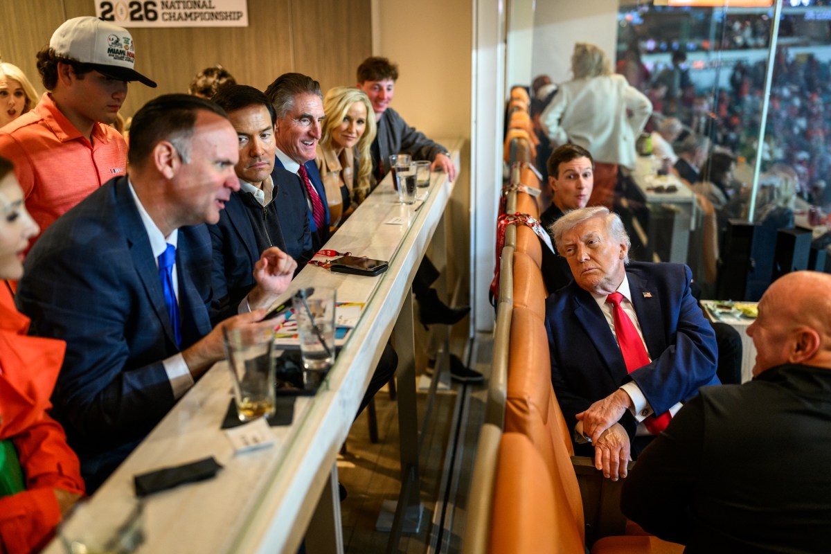 President Donald Trump attends the College Football National Championship game between the Miami Hurricanes and the Indiana Hoosiers, Monday, January 19, 2026, at the Hard Rock Stadium in Miami Gardens, Florida. (Official White House Photo by Daniel Torok)