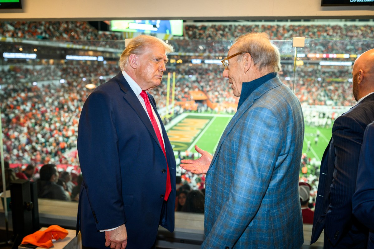 President Donald Trump attends the College Football National Championship game between the Miami Hurricanes and the Indiana Hoosiers, Monday, January 19, 2026, at the Hard Rock Stadium in Miami Gardens, Florida. (Official White House Photo by Daniel Torok)
