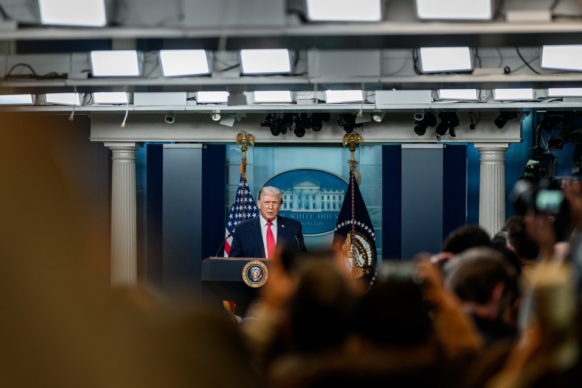 President Donald Trump addresses members of the media in the James S. Brady Press Briefing Room, Tuesday, January 20, 2026. (Official White House Photo by Daniel Torok)