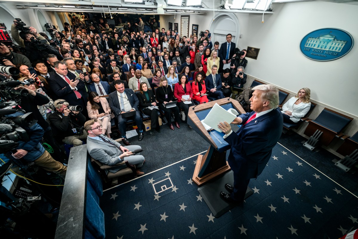 President Donald Trump addresses members of the media in the James S. Brady Press Briefing Room, Tuesday, January 20, 2026. (Official White House Photo by Daniel Torok)