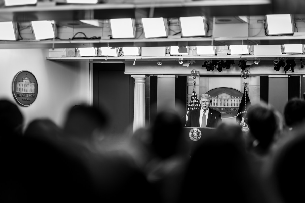 President Donald Trump addresses members of the media in the James S. Brady Press Briefing Room, Tuesday, January 20, 2026. (Official White House Photo by Daniel Torok)