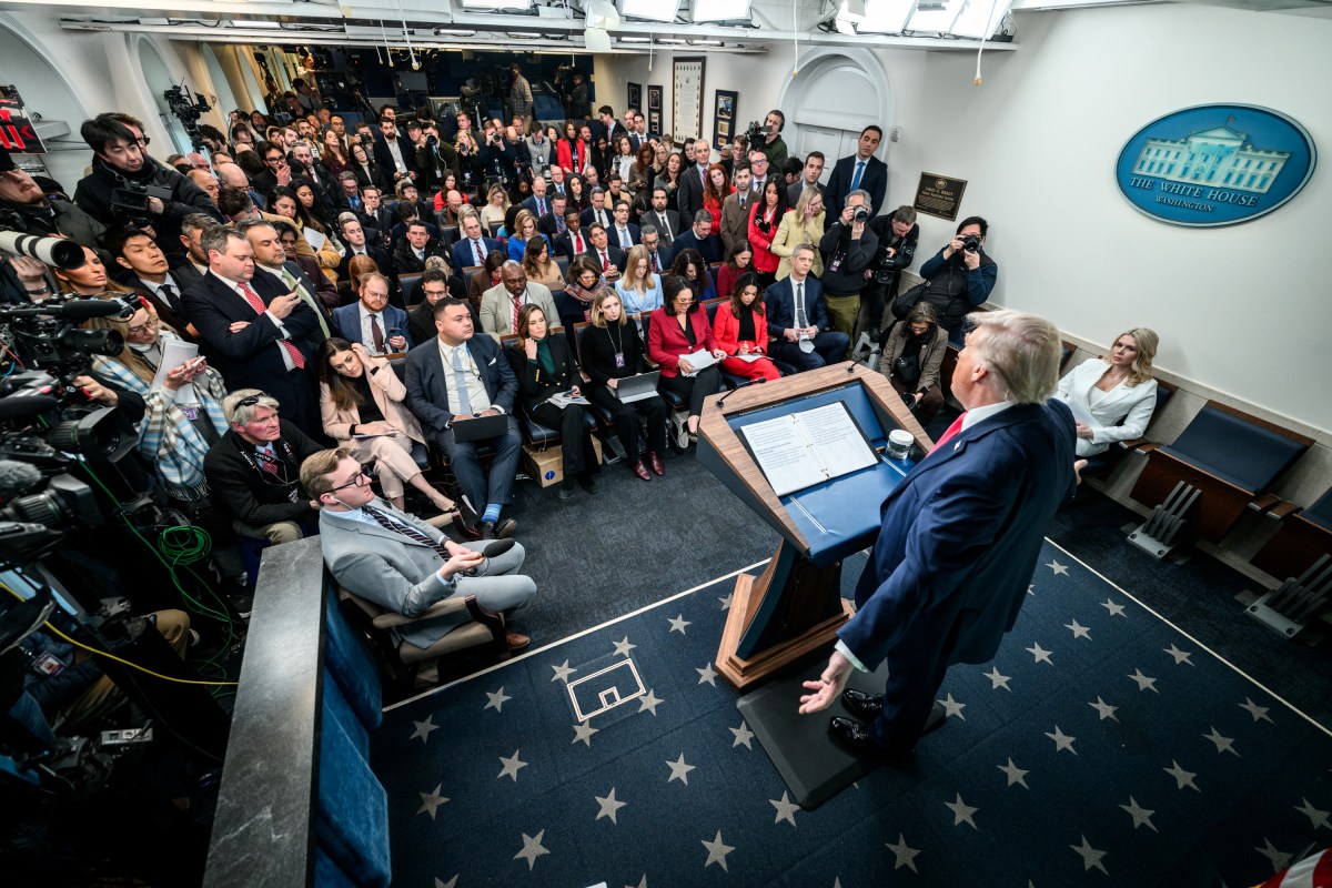 President Donald Trump addresses members of the media in the James S. Brady Press Briefing Room, Tuesday, January 20, 2026. (Official White House Photo by Daniel Torok)