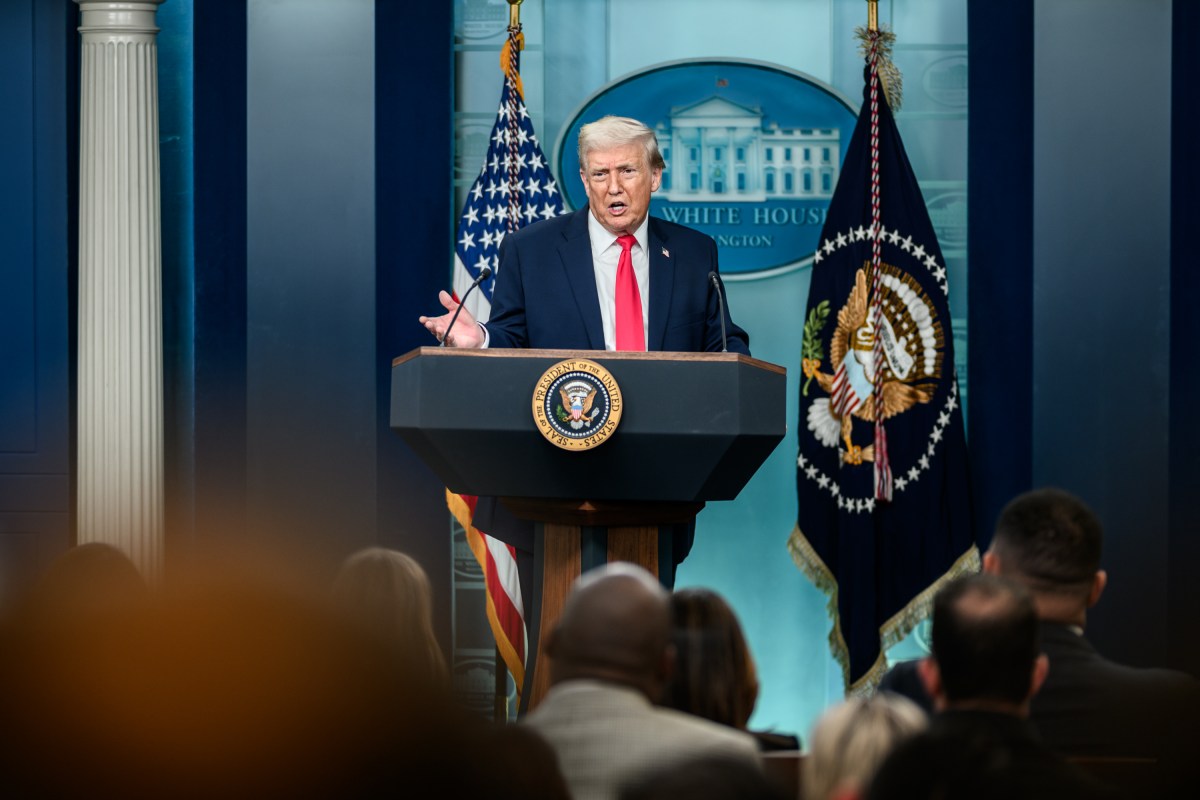 President Donald Trump addresses members of the media in the James S. Brady Press Briefing Room, Tuesday, January 20, 2026. (Official White House Photo by Daniel Torok)