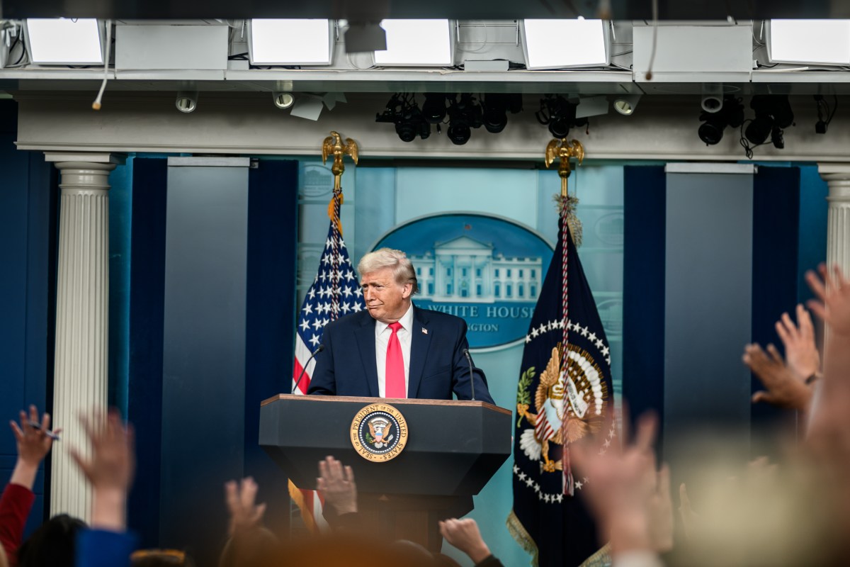 President Donald Trump addresses members of the media in the James S. Brady Press Briefing Room, Tuesday, January 20, 2026. (Official White House Photo by Daniel Torok)