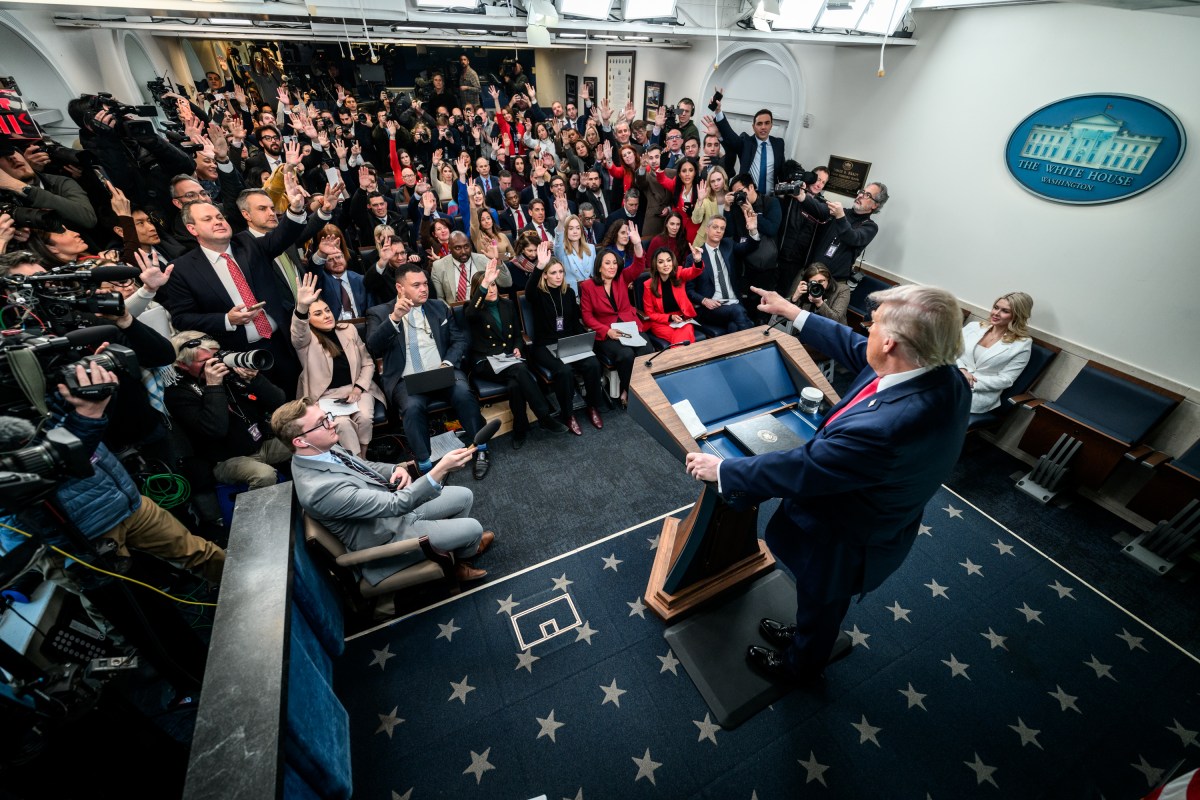President Donald Trump addresses members of the media in the James S. Brady Press Briefing Room, Tuesday, January 20, 2026. (Official White House Photo by Daniel Torok)