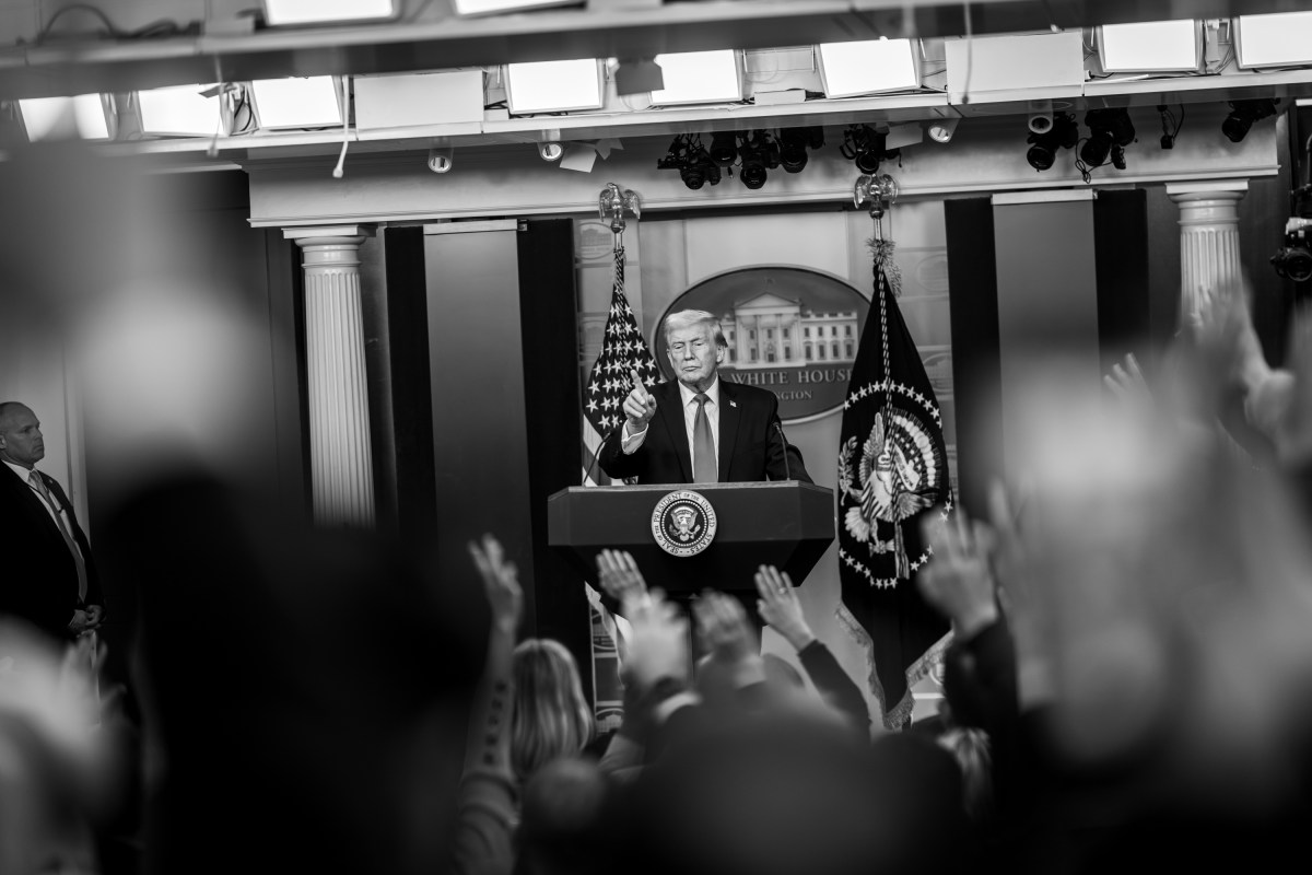 President Donald Trump addresses members of the media in the James S. Brady Press Briefing Room, Tuesday, January 20, 2026. (Official White House Photo by Daniel Torok)