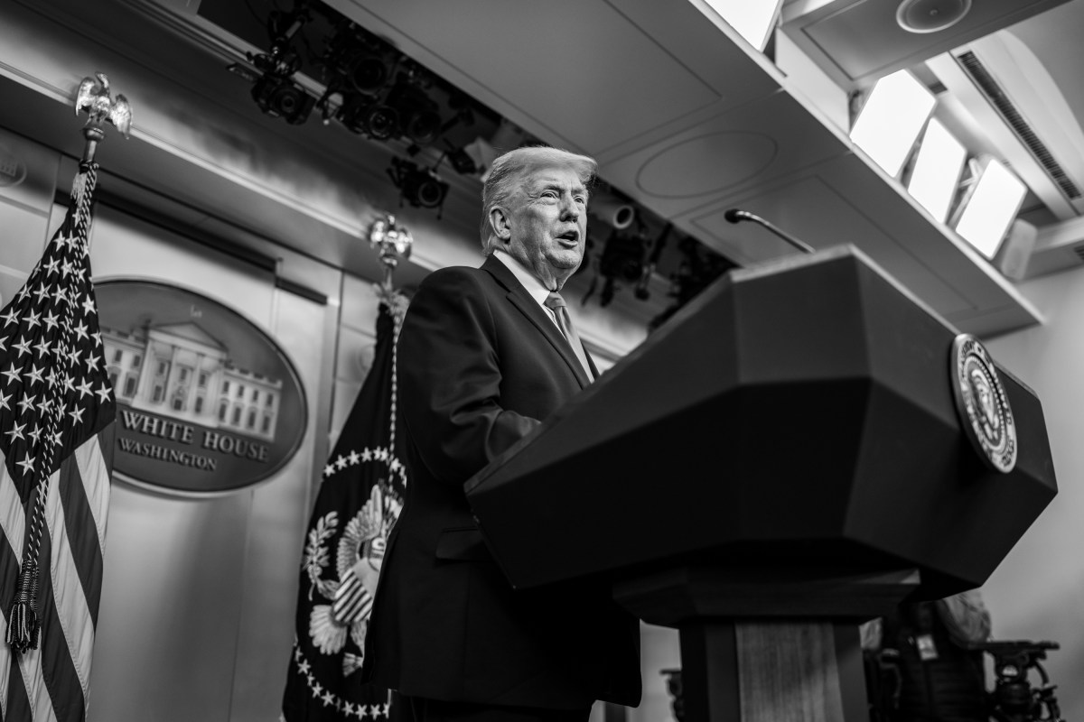 President Donald Trump addresses members of the media in the James S. Brady Press Briefing Room, Tuesday, January 20, 2026. (Official White House Photo by Joyce N. Boghosian)