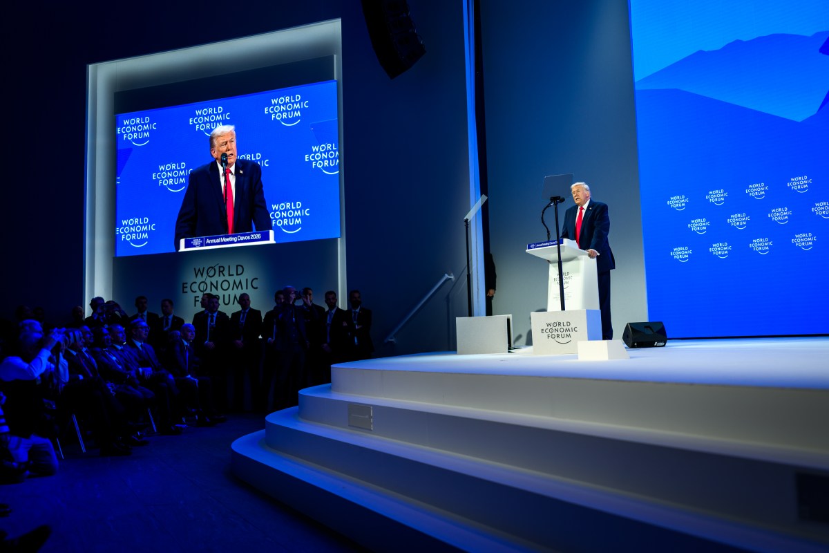 President Donald Trump delivers remarks at the World Economic Forum in Davos, Switzerland on Wednesday, January 21, 2026, at the Davos Congress Center. (Official White House Photo by Daniel Torok)