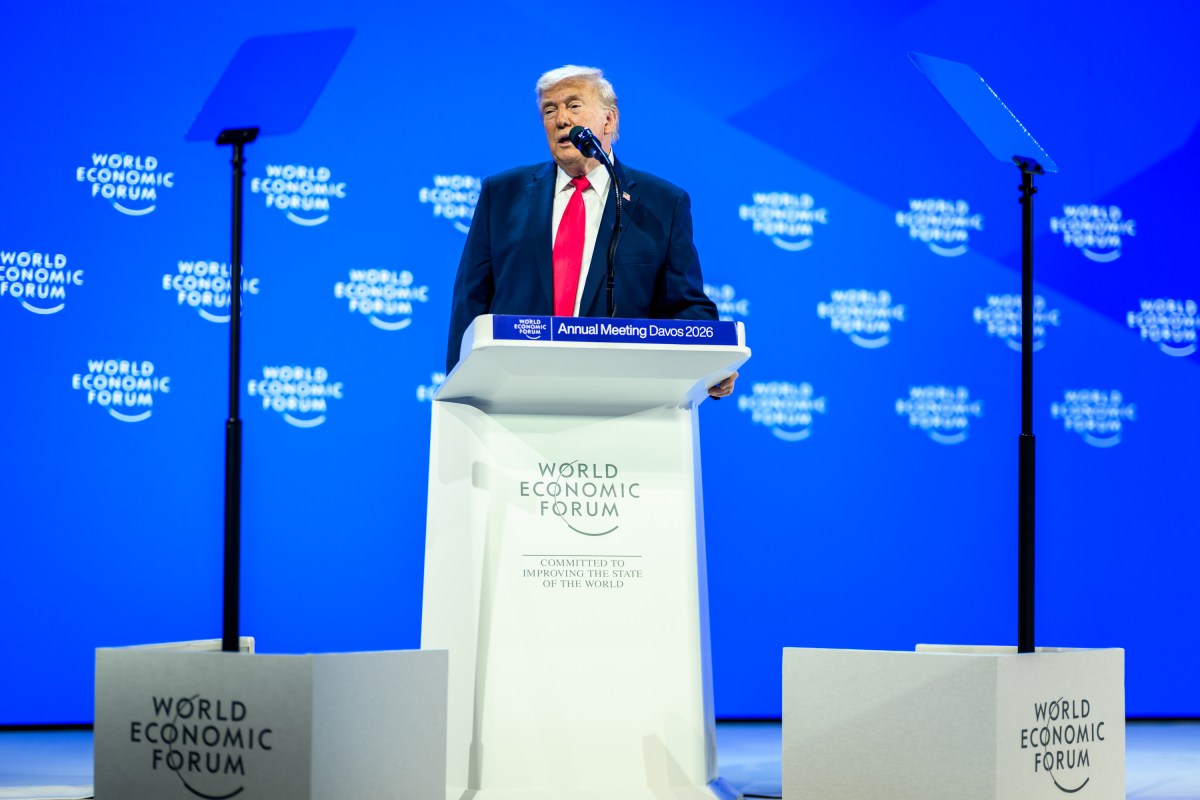 President Donald Trump delivers remarks at the World Economic Forum in Davos, Switzerland on Wednesday, January 21, 2026, at the Davos Congress Center. (Official White House Photo by Daniel Torok)