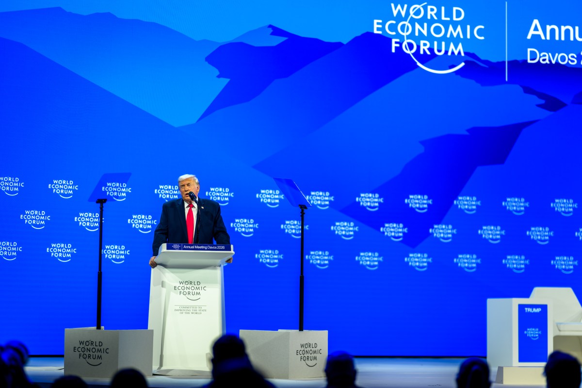 President Donald Trump delivers remarks at the World Economic Forum in Davos, Switzerland on Wednesday, January 21, 2026, at the Davos Congress Center. (Official White House Photo by Daniel Torok)