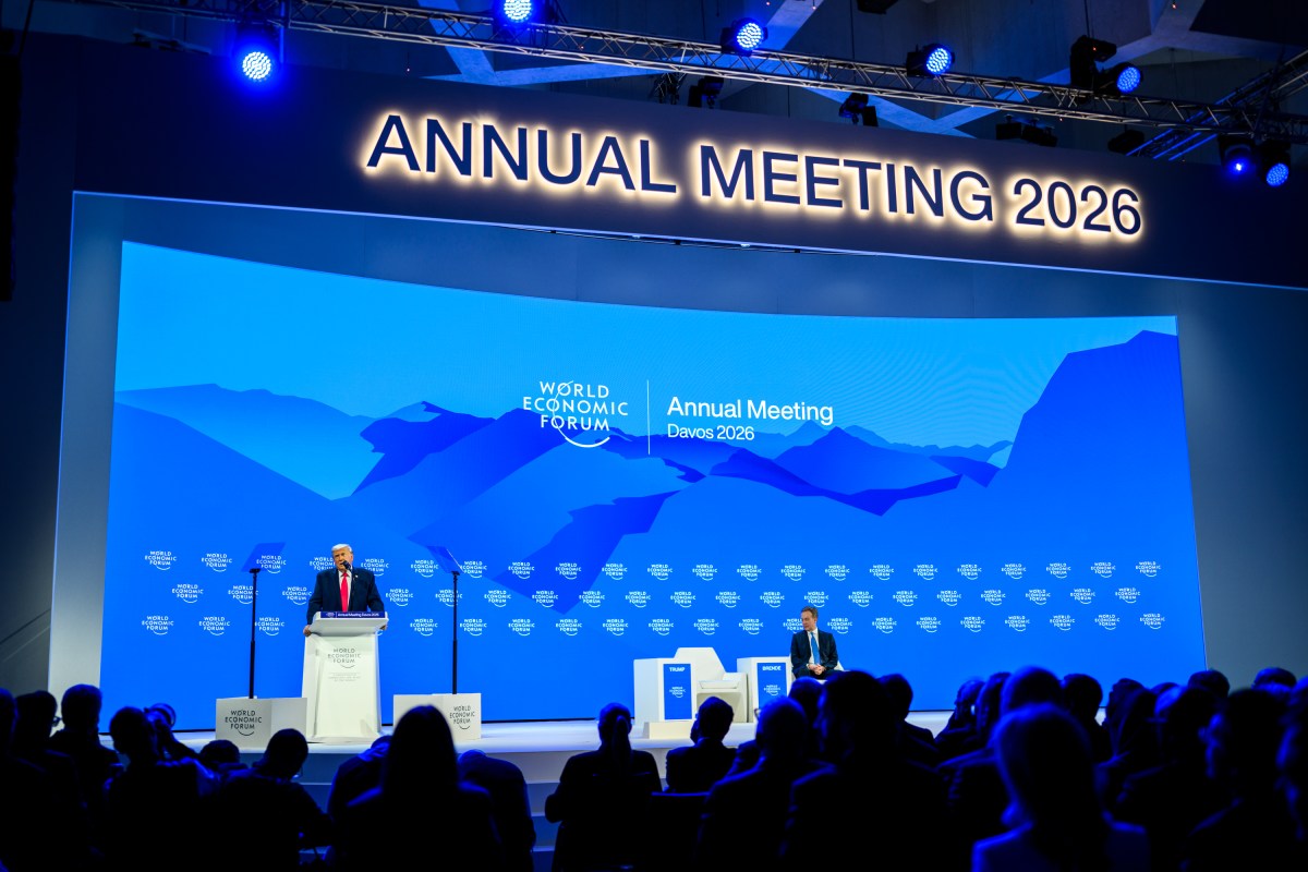 President Donald Trump delivers remarks at the World Economic Forum in Davos, Switzerland on Wednesday, January 21, 2026, at the Davos Congress Center. (Official White House Photo by Daniel Torok)