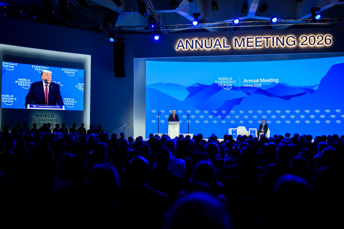 President Donald Trump delivers remarks at the World Economic Forum in Davos, Switzerland on Wednesday, January 21, 2026, at the Davos Congress Center. (Official White House Photo by Daniel Torok)
