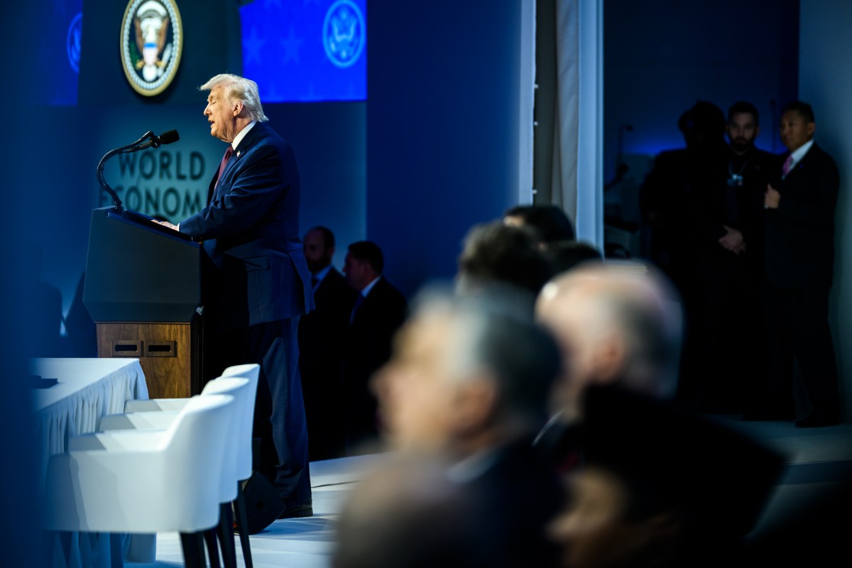 President Donald Trump participates in the Board of Peace Charter Announcement and Signing ceremony during the World Economic Forum, Thursday, January 22, 2026, at the Davos Congress Center in Davos, Switzerland. (Official White House Photo by Daniel Torok)
