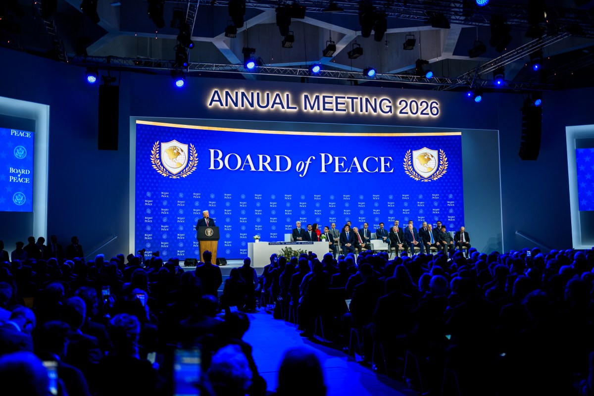 President Donald Trump participates in the Board of Peace Charter Announcement and Signing ceremony during the World Economic Forum, Thursday, January 22, 2026, at the Davos Congress Center in Davos, Switzerland. (Official White House Photo by Daniel Torok)