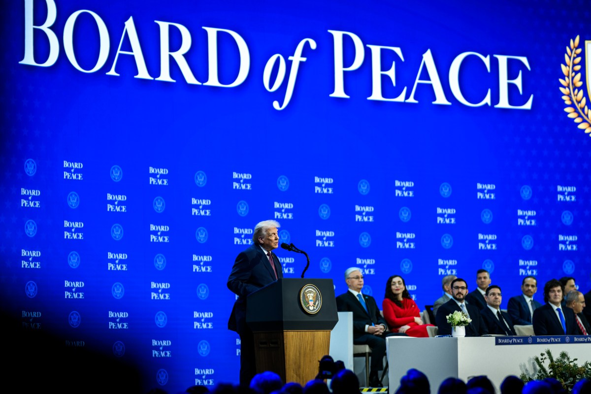 President Donald Trump participates in the Board of Peace Charter Announcement and Signing ceremony during the World Economic Forum, Thursday, January 22, 2026, at the Davos Congress Center in Davos, Switzerland. (Official White House Photo by Daniel Torok)
