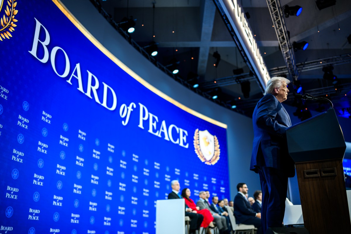 President Donald Trump participates in the Board of Peace Charter Announcement and Signing ceremony during the World Economic Forum, Thursday, January 22, 2026, at the Davos Congress Center in Davos, Switzerland. (Official White House Photo by Daniel Torok)