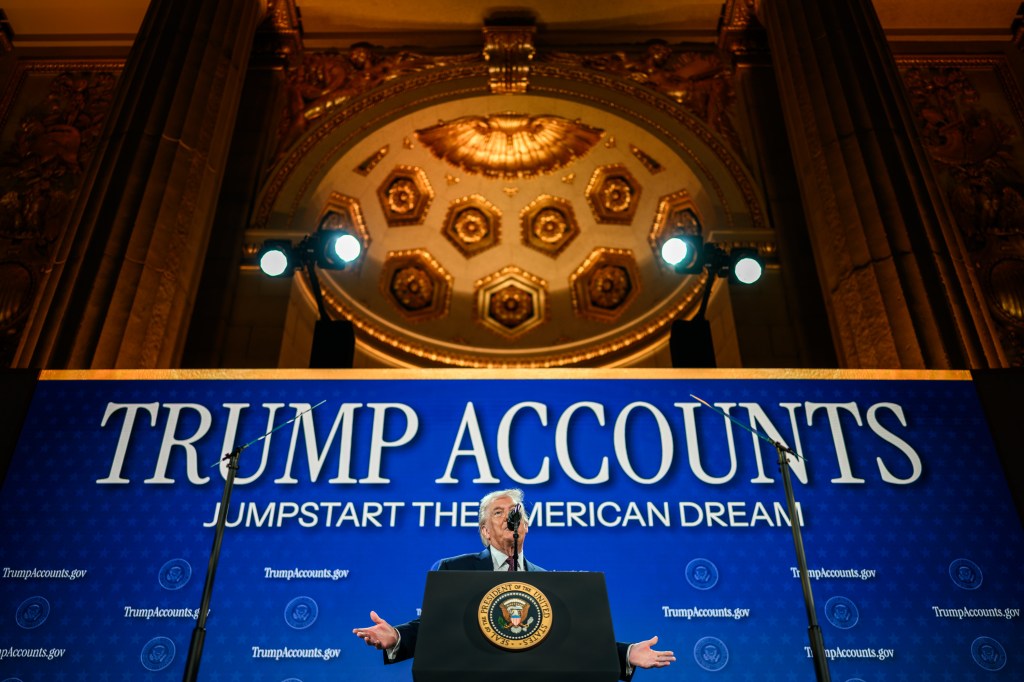 President Donald Trump delivers remarks on Trump Accounts at the Andrew W. Mellon Auditorium in Washington, D.C., Wednesday, January 28, 2026. (Official White House Photo by Daniel Torok)