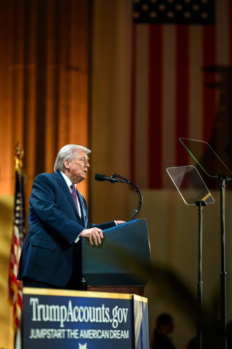 President Donald Trump delivers remarks on Trump Accounts at the Andrew W. Mellon Auditorium in Washington, D.C., Wednesday, January 28, 2026. (Official White House Photo by Daniel Torok)
