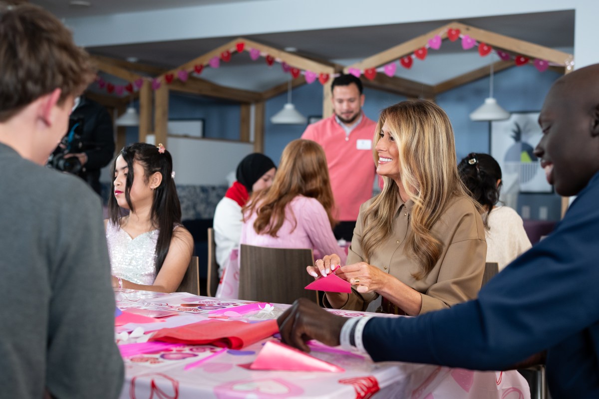 First Lady Melania Trump participates in Valentine’s Day crafts projects with patients at The Children’s Inn at the National Institutes of Health, Wednesday, February 11, 2026, in Bethesda, Maryland. Official White House Photo by Andrea Hanks)