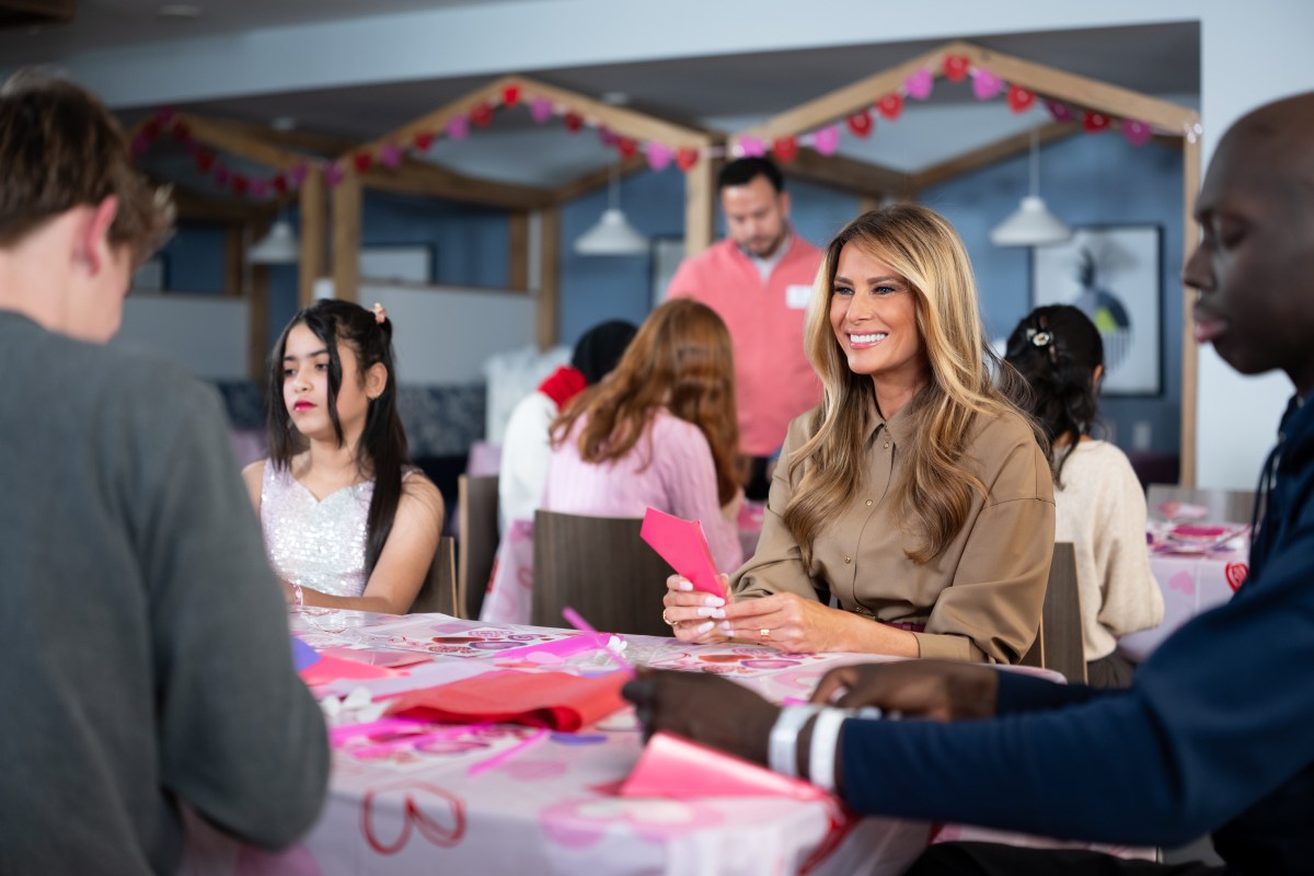 First Lady Melania Trump participates in Valentine’s Day crafts projects with patients at The Children’s Inn at the National Institutes of Health, Wednesday, February 11, 2026, in Bethesda, Maryland. Official White House Photo by Andrea Hanks)