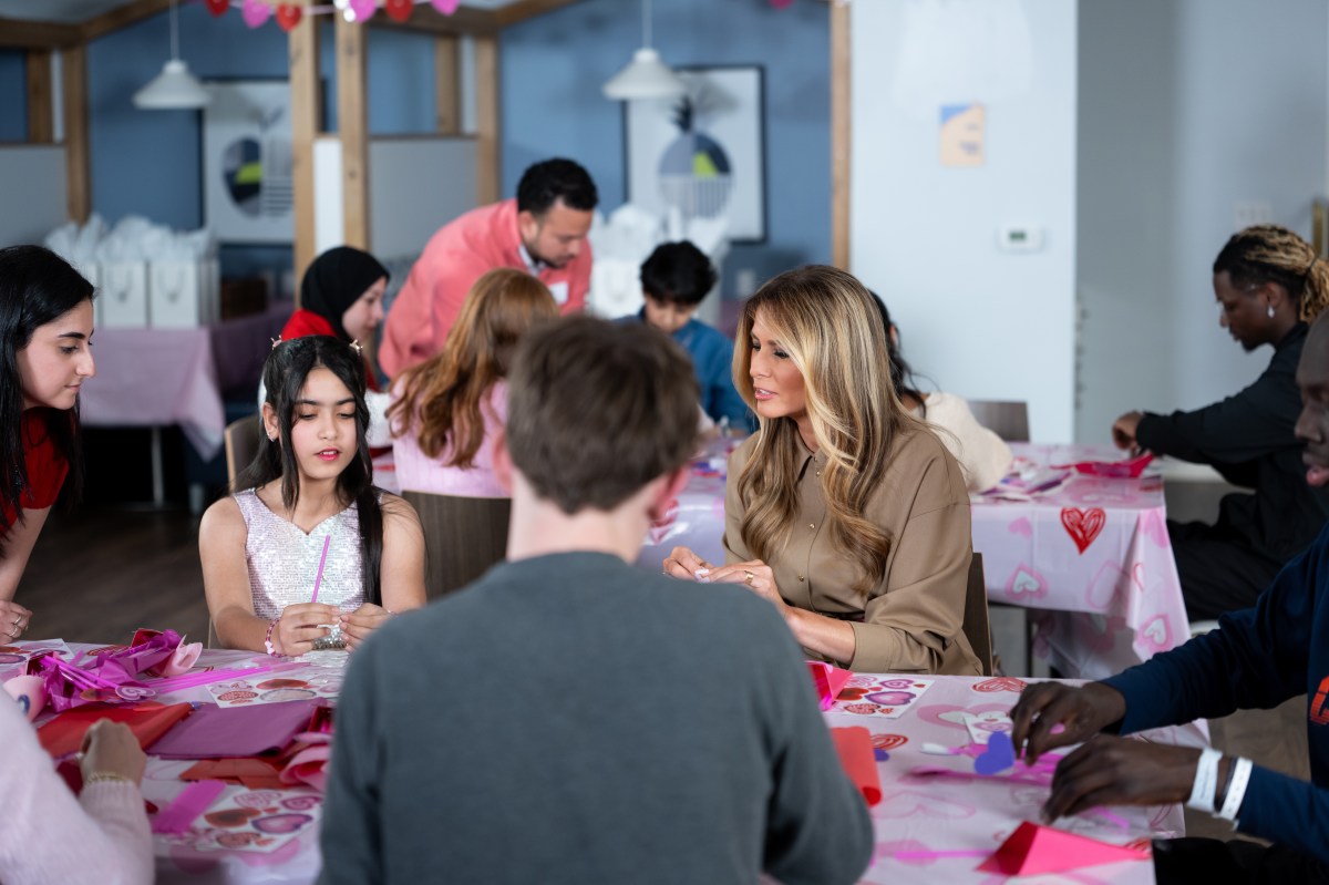 First Lady Melania Trump participates in Valentine’s Day crafts projects with patients at The Children’s Inn at the National Institutes of Health, Wednesday, February 11, 2026, in Bethesda, Maryland. Official White House Photo by Andrea Hanks)