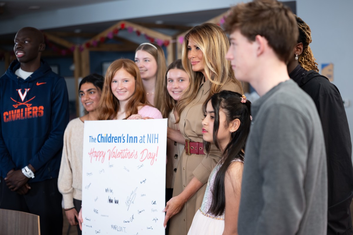First Lady Melania Trump participates in Valentine’s Day crafts projects with patients at The Children’s Inn at the National Institutes of Health, Wednesday, February 11, 2026, in Bethesda, Maryland. Official White House Photo by Andrea Hanks)