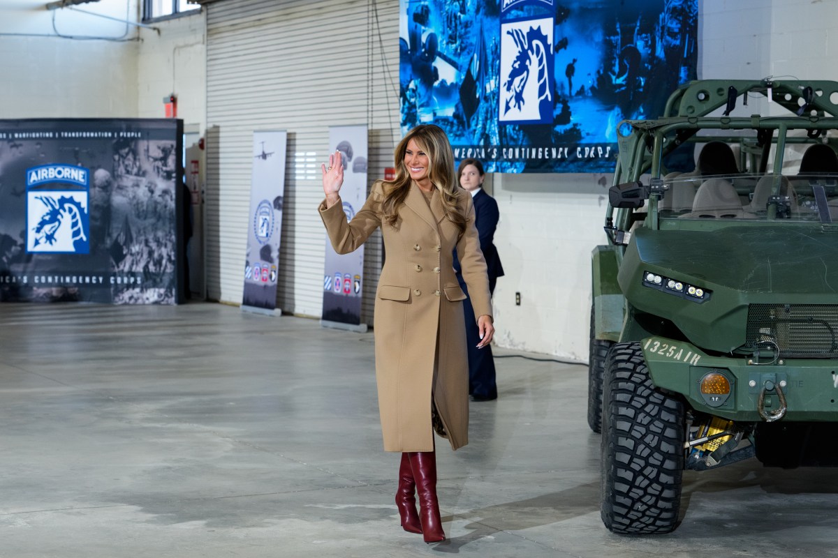 President Donald Trump and First Lady Melania Trump make remarks to military families at Fort Bragg, North Carolina, Friday, February 13, 2026. (Official White House Photo by Andrea Hanks)