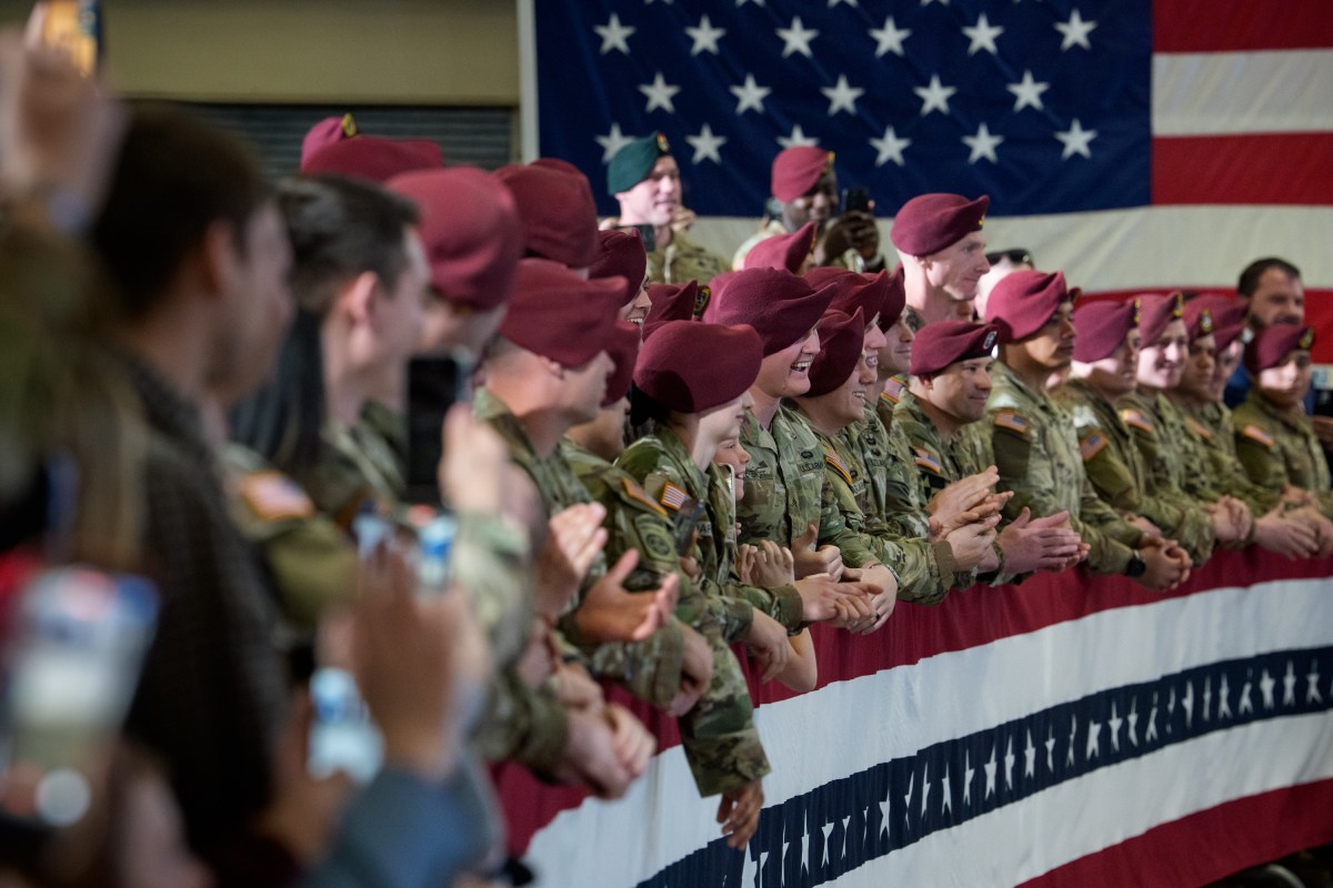 President Donald Trump and First Lady Melania Trump make remarks to military families at Fort Bragg, North Carolina, Friday, February 13, 2026. (Official White House Photo by Andrea Hanks)
