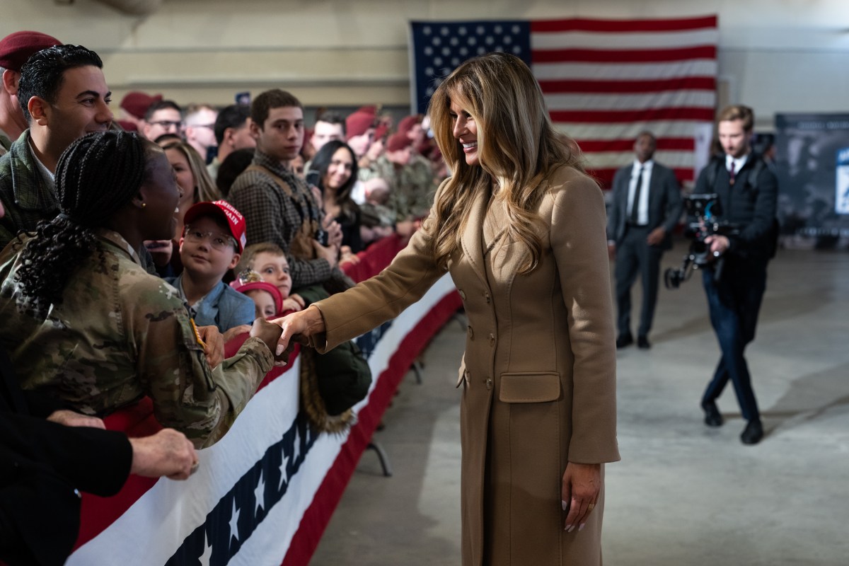 President Donald Trump and First Lady Melania Trump make remarks to military families at Fort Bragg, North Carolina, Friday, February 13, 2026. (Official White House Photo by Andrea Hanks)