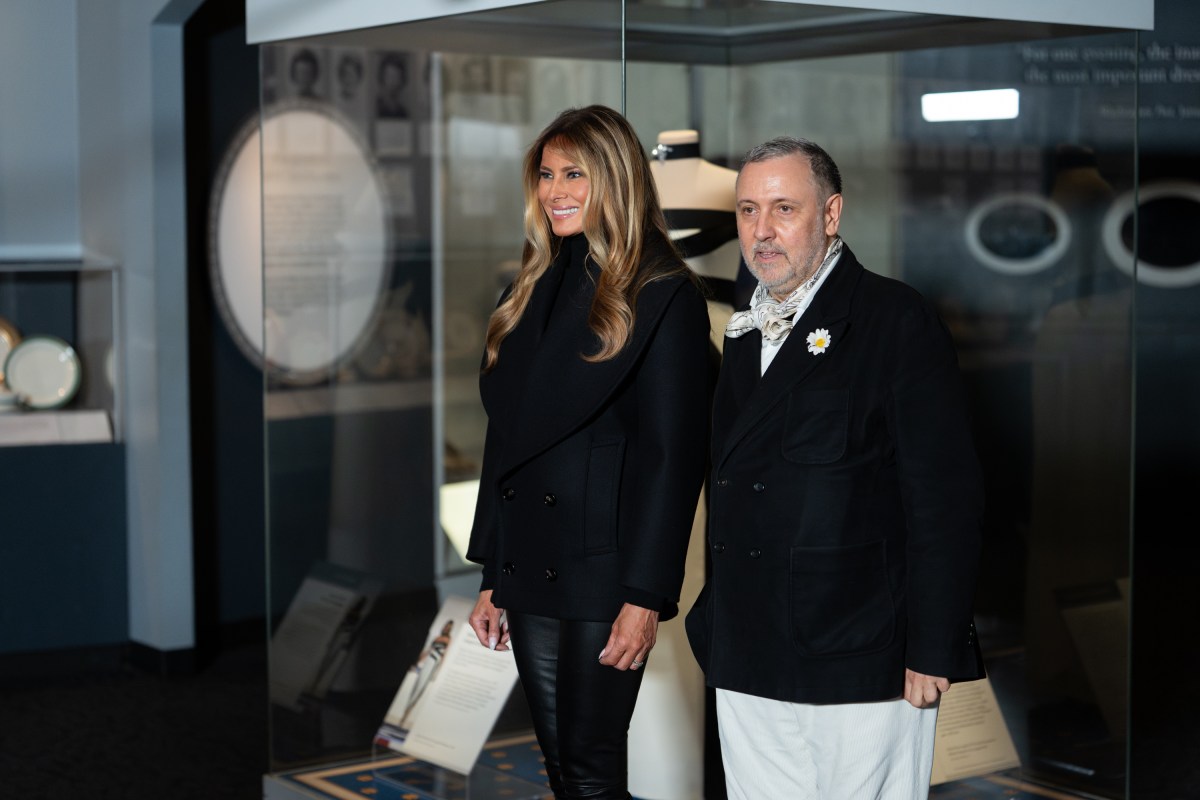 First Lady Melania Trump presents her 2025 inaugural gown to the First Ladies Collection at the Smithsonian National Museum of American History in Washington, D.C., Friday, February 20, 2026. (Official White House Photo by Andrea Hanks)