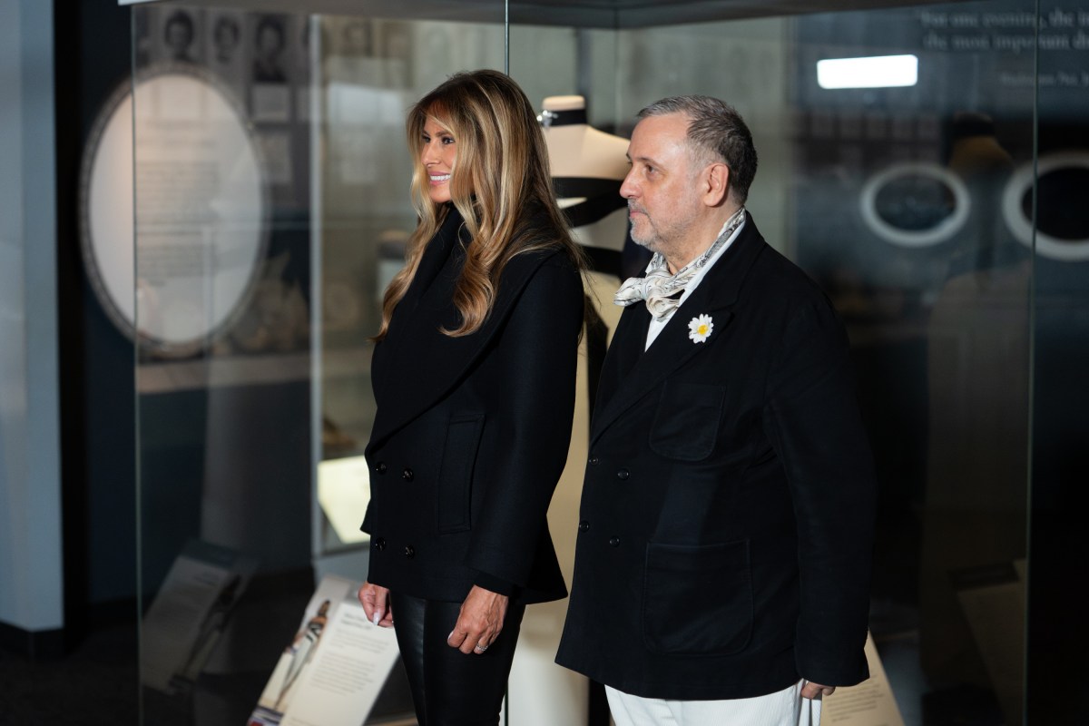 First Lady Melania Trump presents her 2025 inaugural gown to the First Ladies Collection at the Smithsonian National Museum of American History in Washington, D.C., Friday, February 20, 2026. (Official White House Photo by Andrea Hanks)