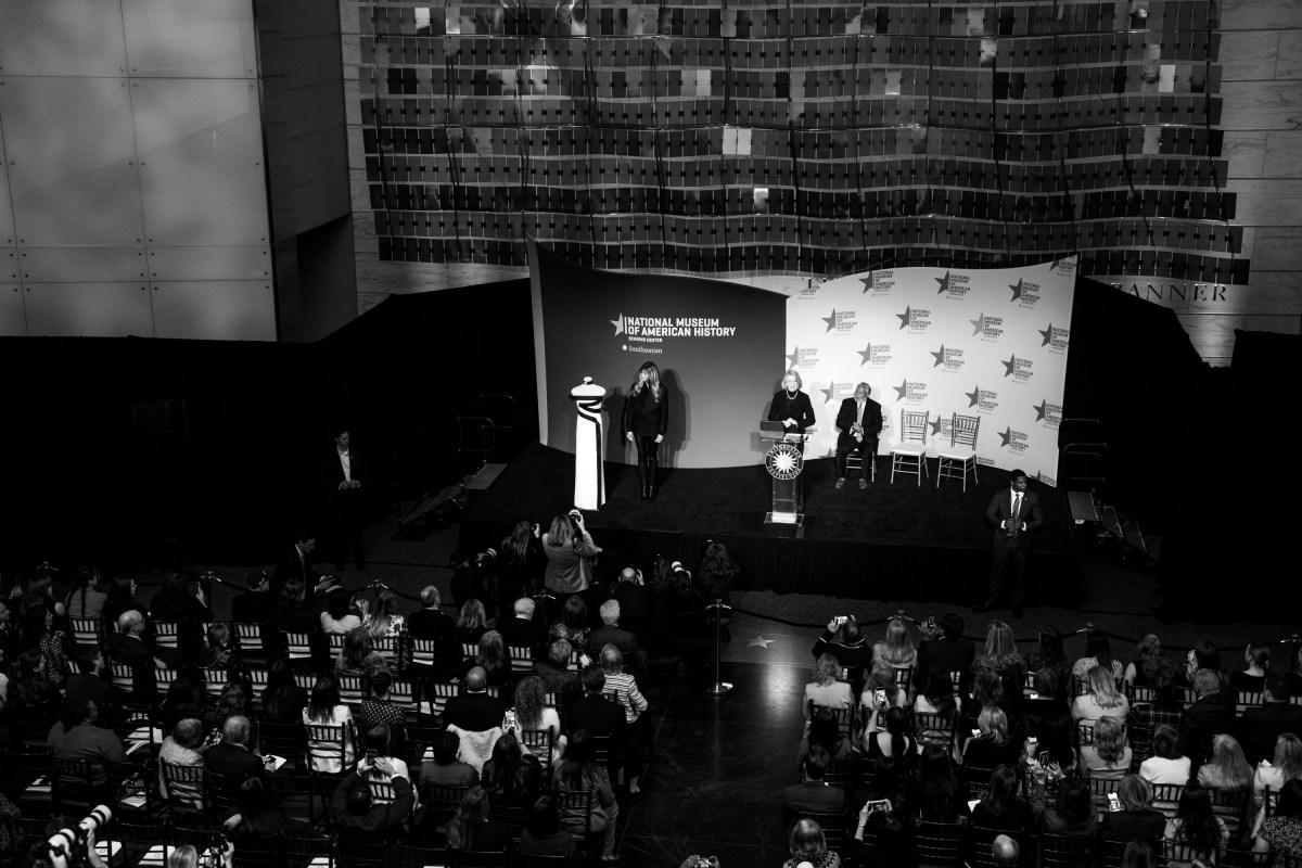 First Lady Melania Trump presents her 2025 inaugural gown to the First Ladies Collection at the Smithsonian National Museum of American History in Washington, D.C., Friday, February 20, 2026. (Official White House Photo by Cody Hendrix)