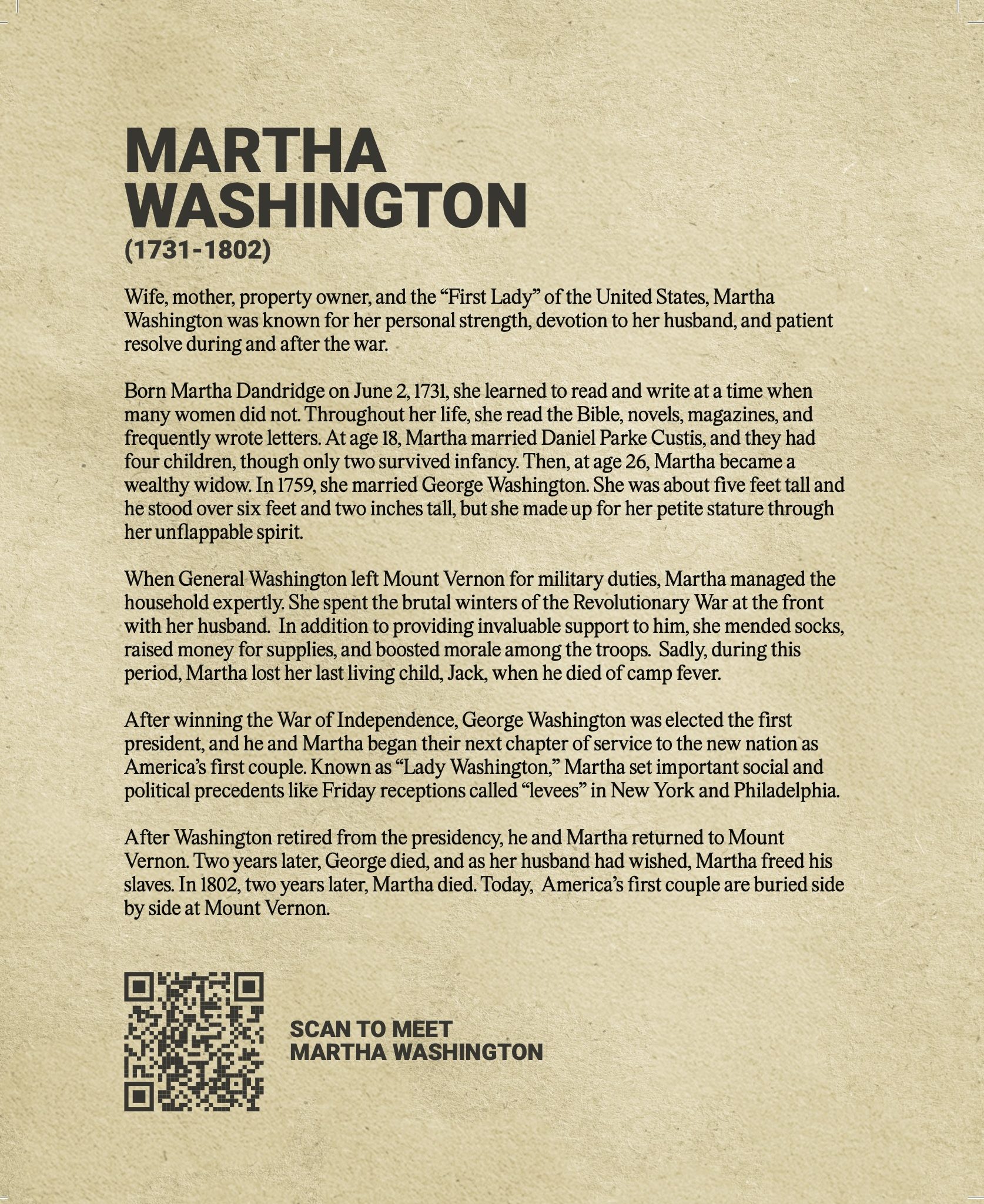 Martha Washington BioCard