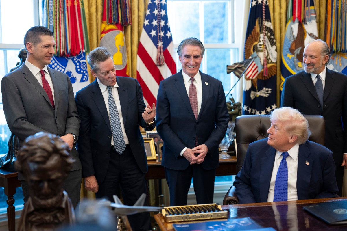 President Donald Trump listens to Ivanhoe Mines Founder Robert Friedland during an announcement on American Critical Minerals Strategic Reserve, Monday, February 2, 2026 in the Oval Office of the White House. (Official White House Photograph by Molly Riley)