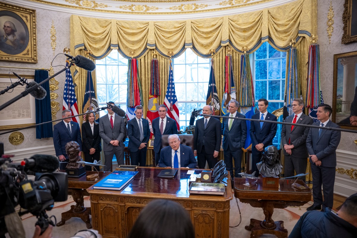 President Donald Trump announces a critical mineral reserve, Monday, February 2, 2026 in the Oval Office of the White House. (Official White House Photograph by Molly Riley)