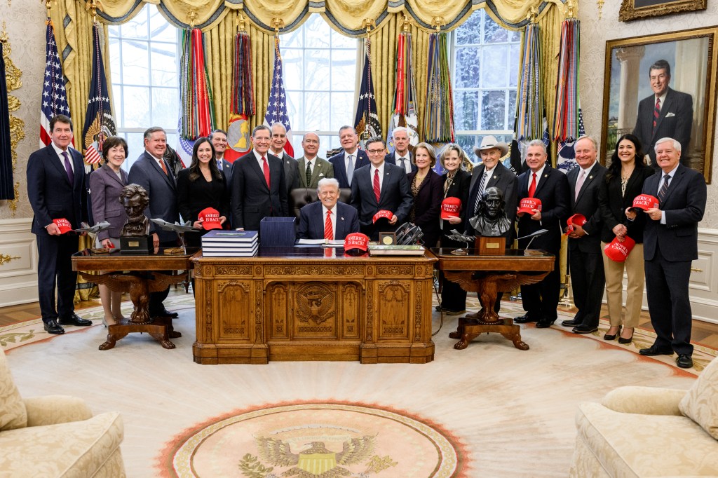President Donald Trump signs the spending bill that ends the shutdown and reopens the U.S. Government Tuesday, February 3, 2026, in the Oval Office. (Official White House Photo by Joyce N. Boghosian)