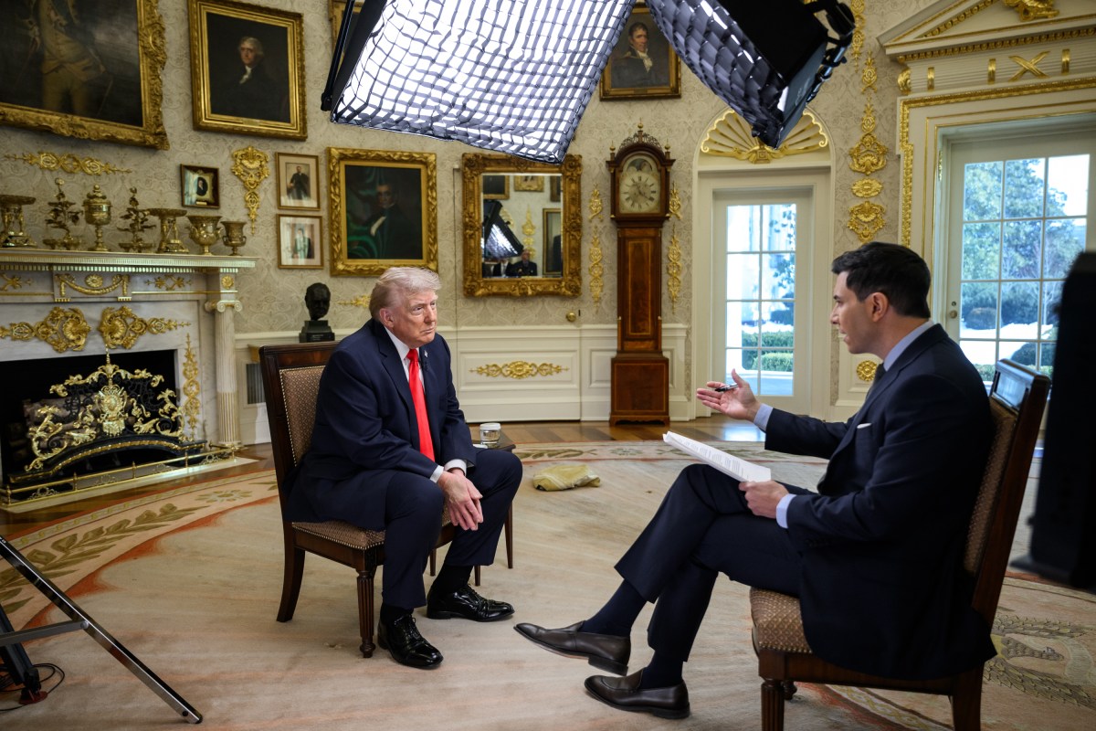 President Donald Trump sits for an interview tie NBC News anchor Tom Llamas in the Oval Office, Wednesday, February 4, 2026. (Official White House Photo by Molly Riley)