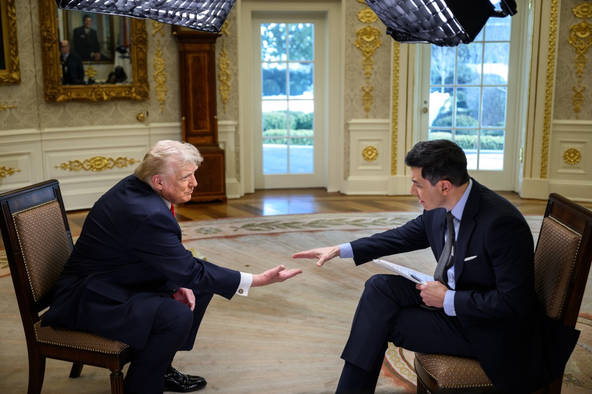 President Donald Trump sits for an interview tie NBC News anchor Tom Llamas in the Oval Office, Wednesday, February 4, 2026. (Official White House Photo by Molly Riley)