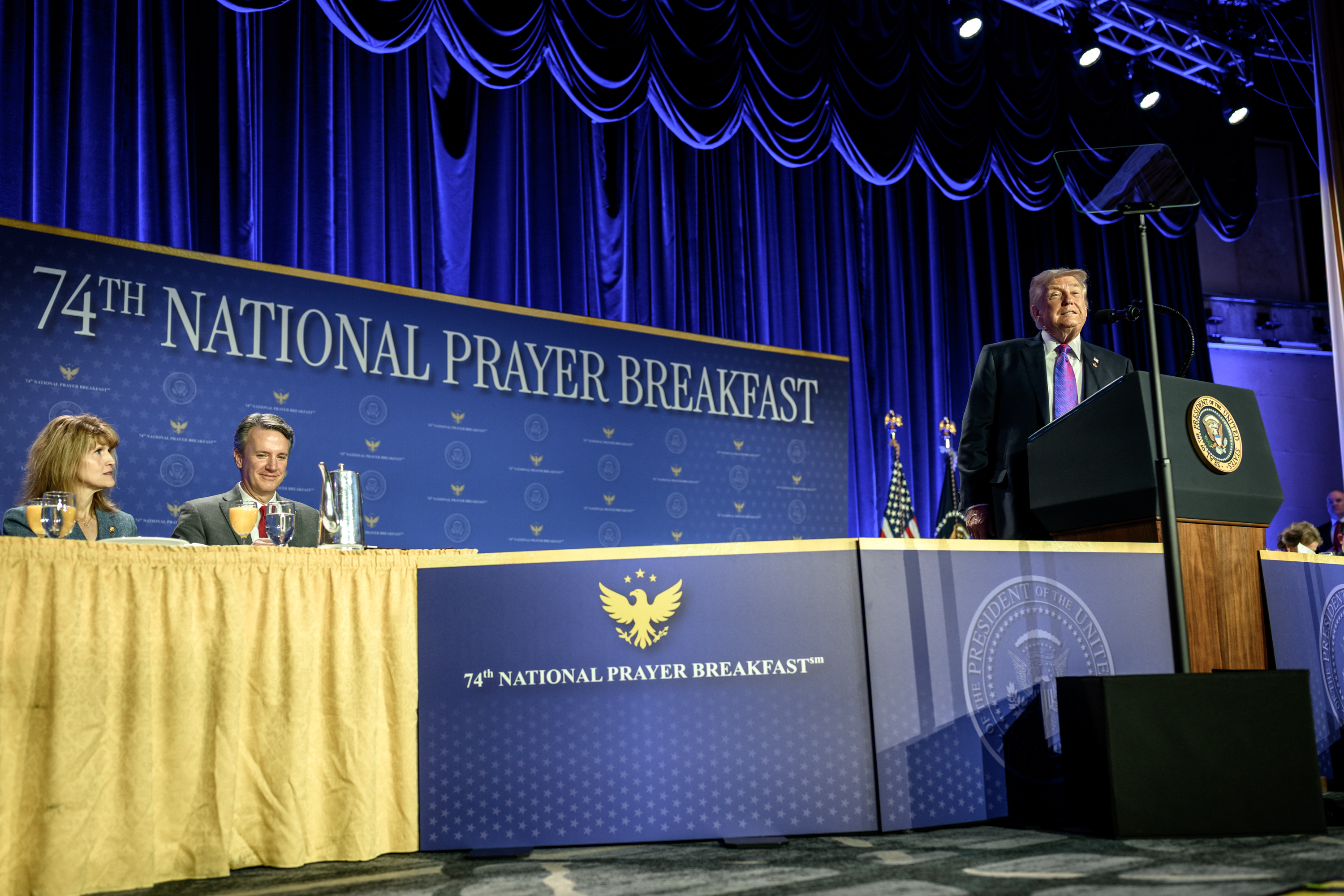 President Donald Trump delivers remarks at the National Prayer ...