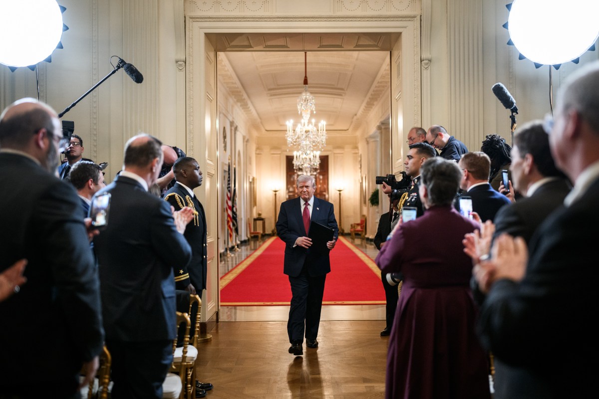 President Donald Trump enters the East Room of the White House to attend the Champion of Coal event, Wednesday, February 11, 2026. (Official White House Photo by Molly Riley)