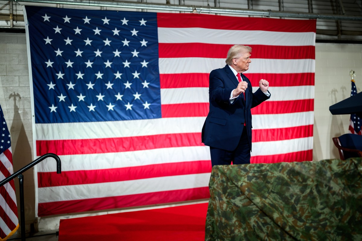 President Donald Trump delivers remarks to military families at Fort Bragg, North Carolina, Friday, February 13, 2026. (Official White House Photo by Daniel Torok)